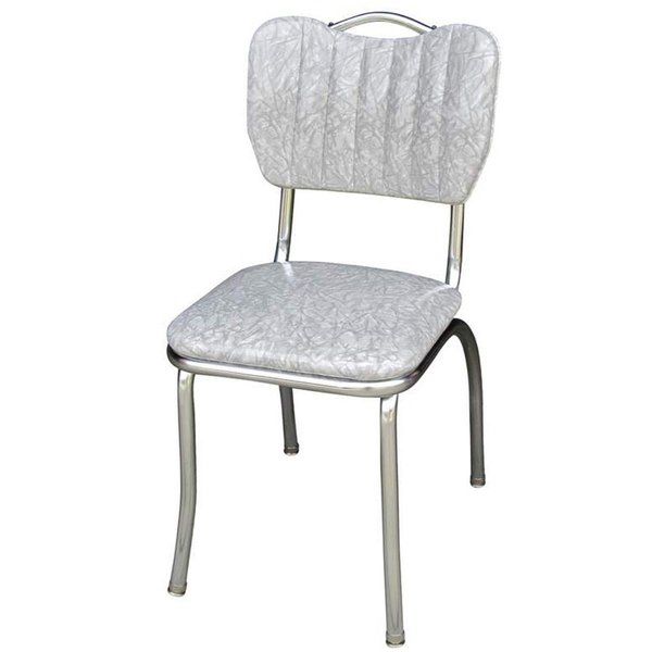 Richardson Seating Corp Richardson Seating Corp 4160CIG 4160 Handle Back Diner Chair -Cracked Ice Grey- with Single Tone Channel Back and 1 in. Pulled Seat  - Chrome 4160CIG